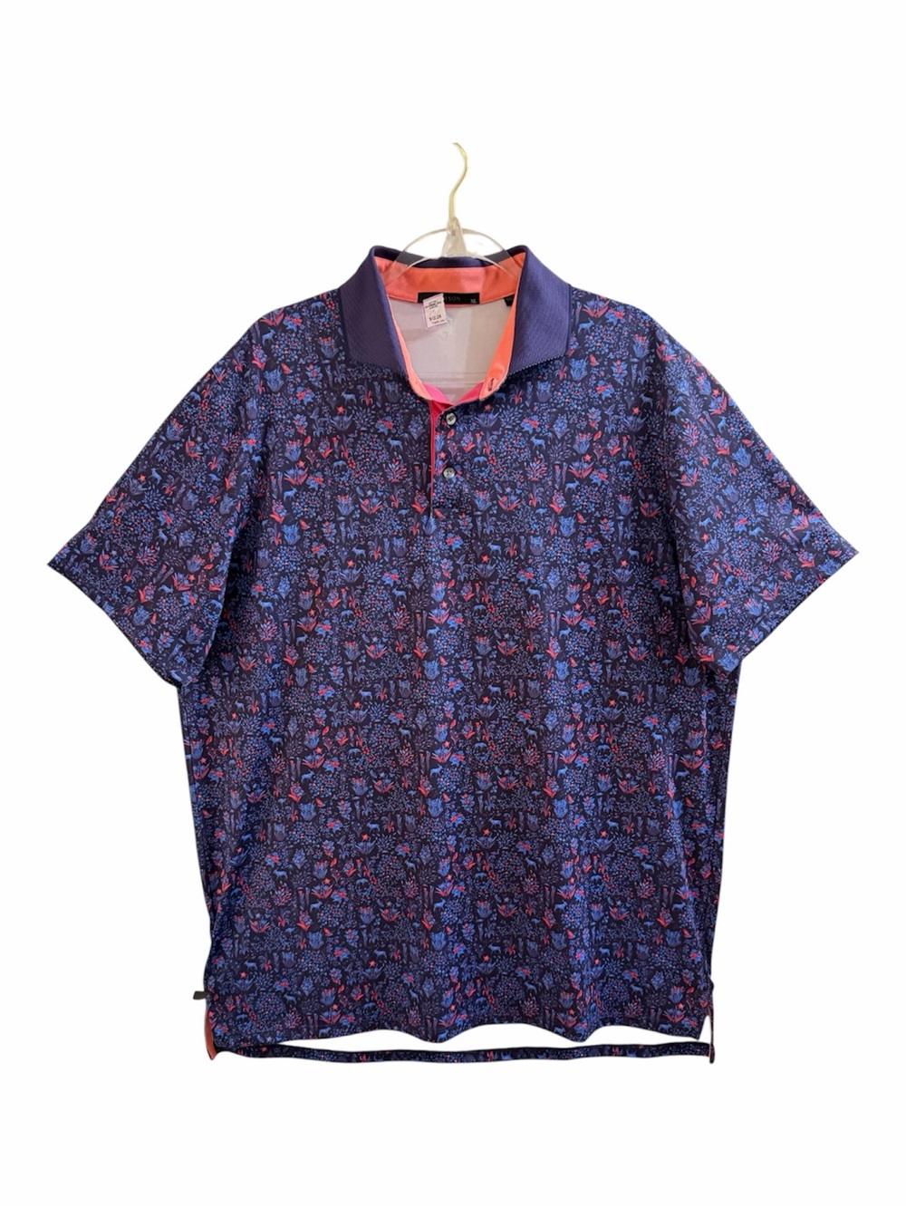 GREYSON SHIRT, Men’s Size XL, Blue (Multi) Patterned Performance Polo, Excellent